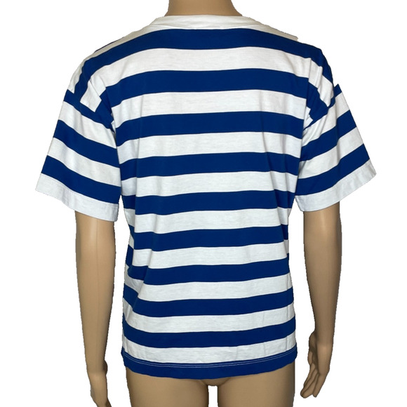 Women's XS AYR Blue Stripe 100% Pima Cotton Short Sleeve T-Shirt - Picture 3 of 5